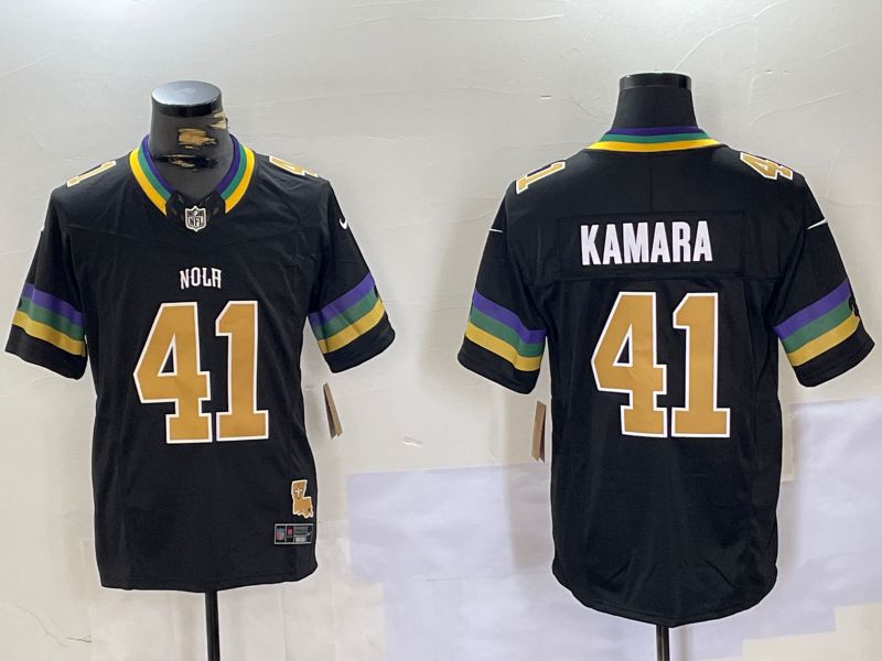 Men New Orleans Saints 41 Kamara Black Three generations 2024 Nike Vapor Limited NFL Jersey style 2